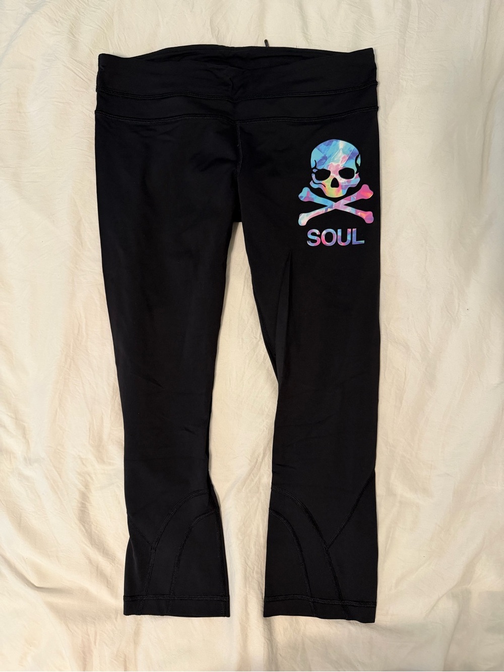 lululemon athletica Black Girls' Leggings with Multicolor Skull Graphic